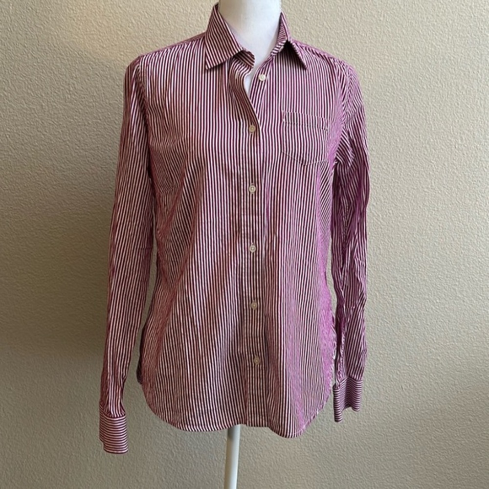 American Eagle Outfitters sz 8 Button Up Top White Pink Favorite Shirt Style